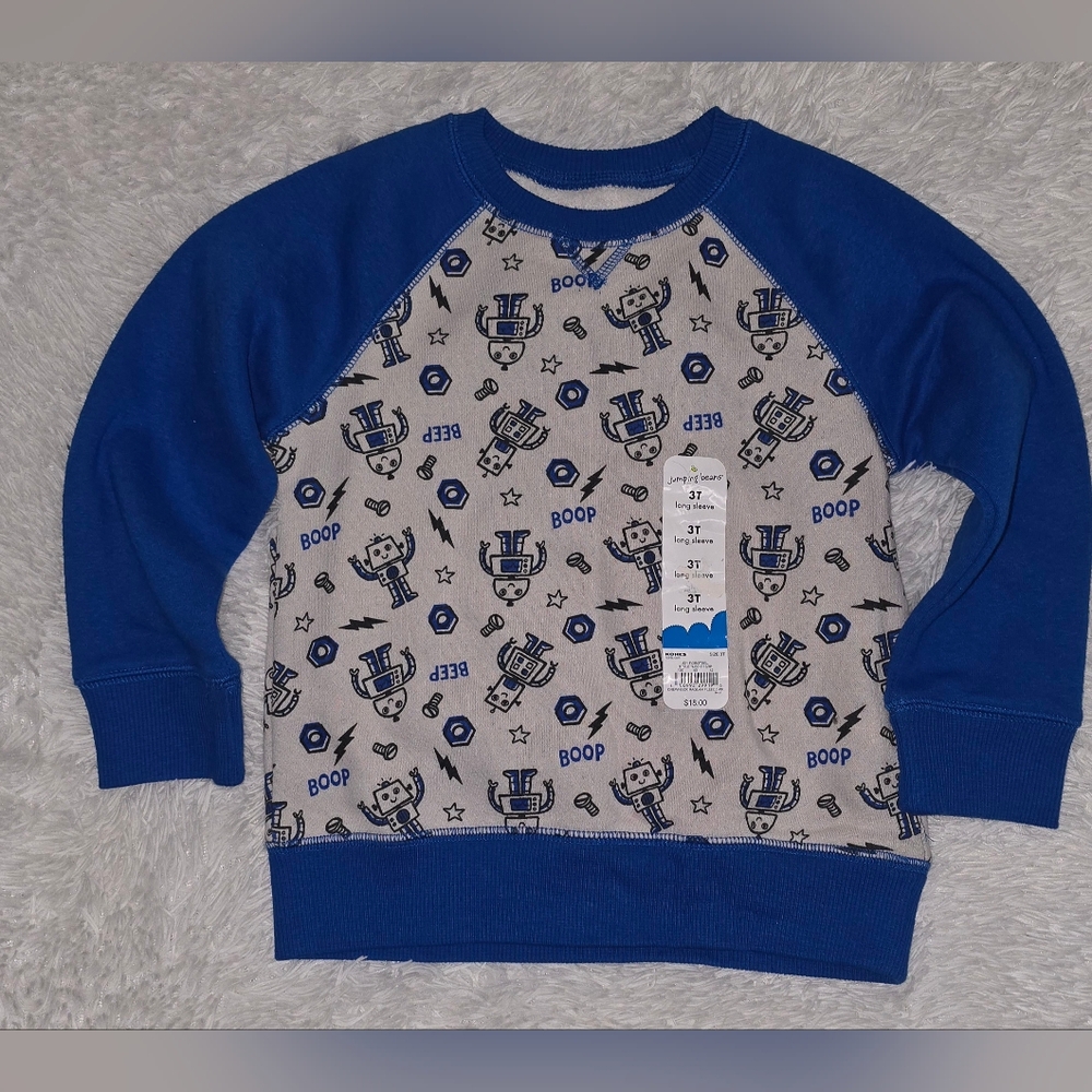 Jumping Beans Blue and Gray Robot Sweatshirt